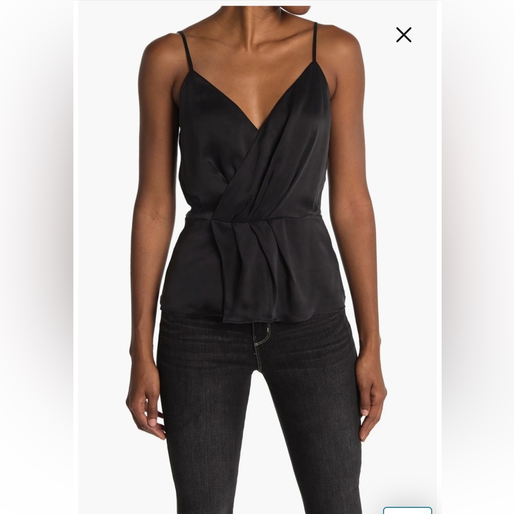 L'AGENCE Chiara Black Silk Peplum Blouse